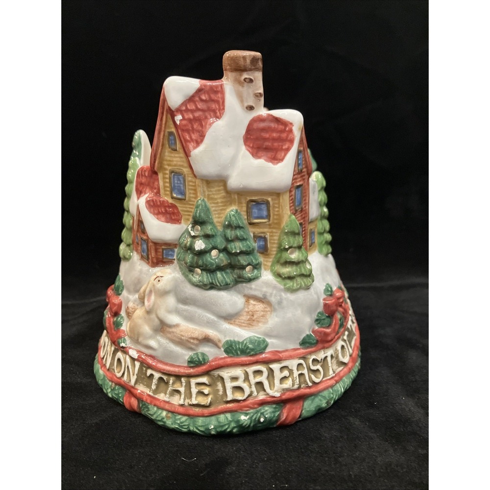 Fitz & Floyd Old World Taper Christmas Candle Holder VTG Moon Fallen Snow 1994